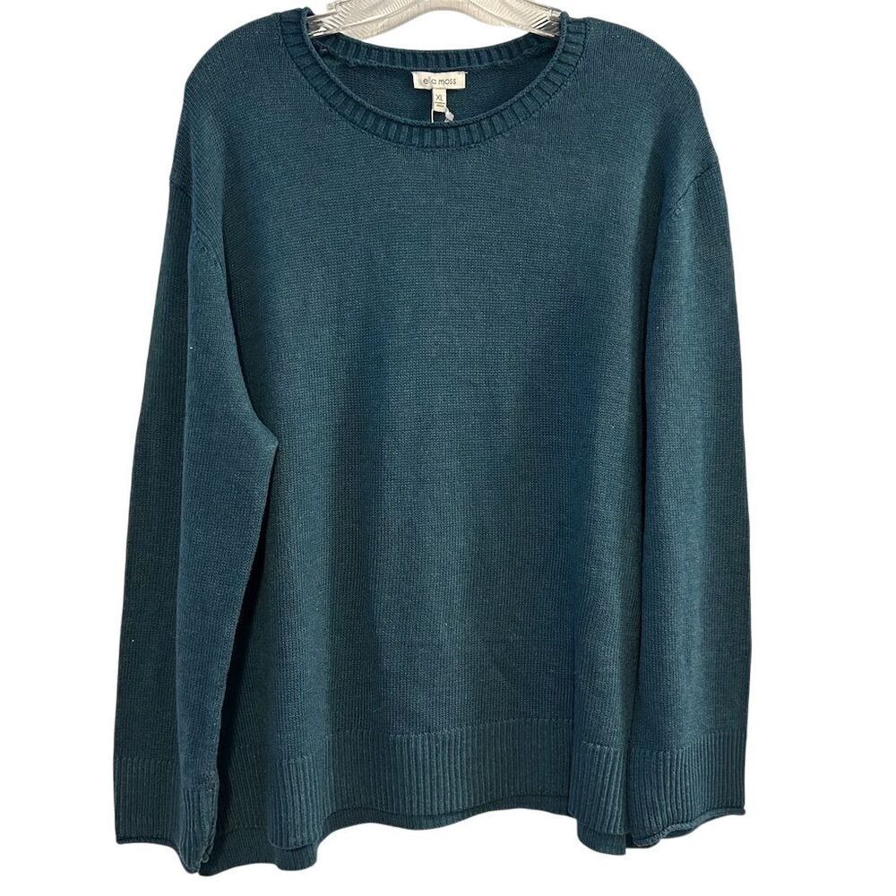 Ella Moss Women's XL Green Blue Crewneck‎ Pullover Sweater Long Sleeve Casual